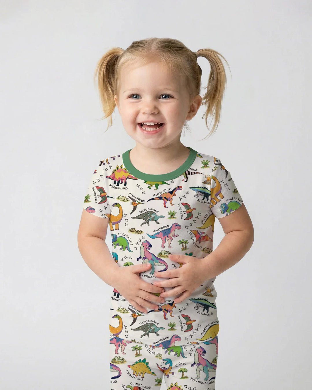 All The Dino Types Bamboo Two Piece Short Sleeve Pajama Set