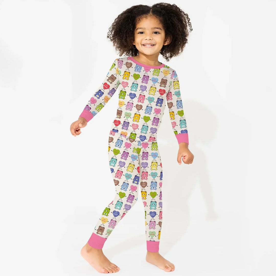 Rainbow Bears Affirmation Bamboo Two Piece Long Sleeve Pajama Set