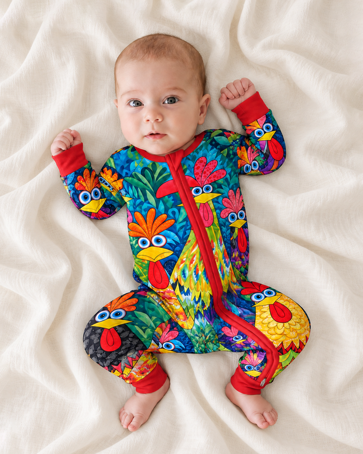 Colorful Chicken Garden Bamboo Convertible Zippy