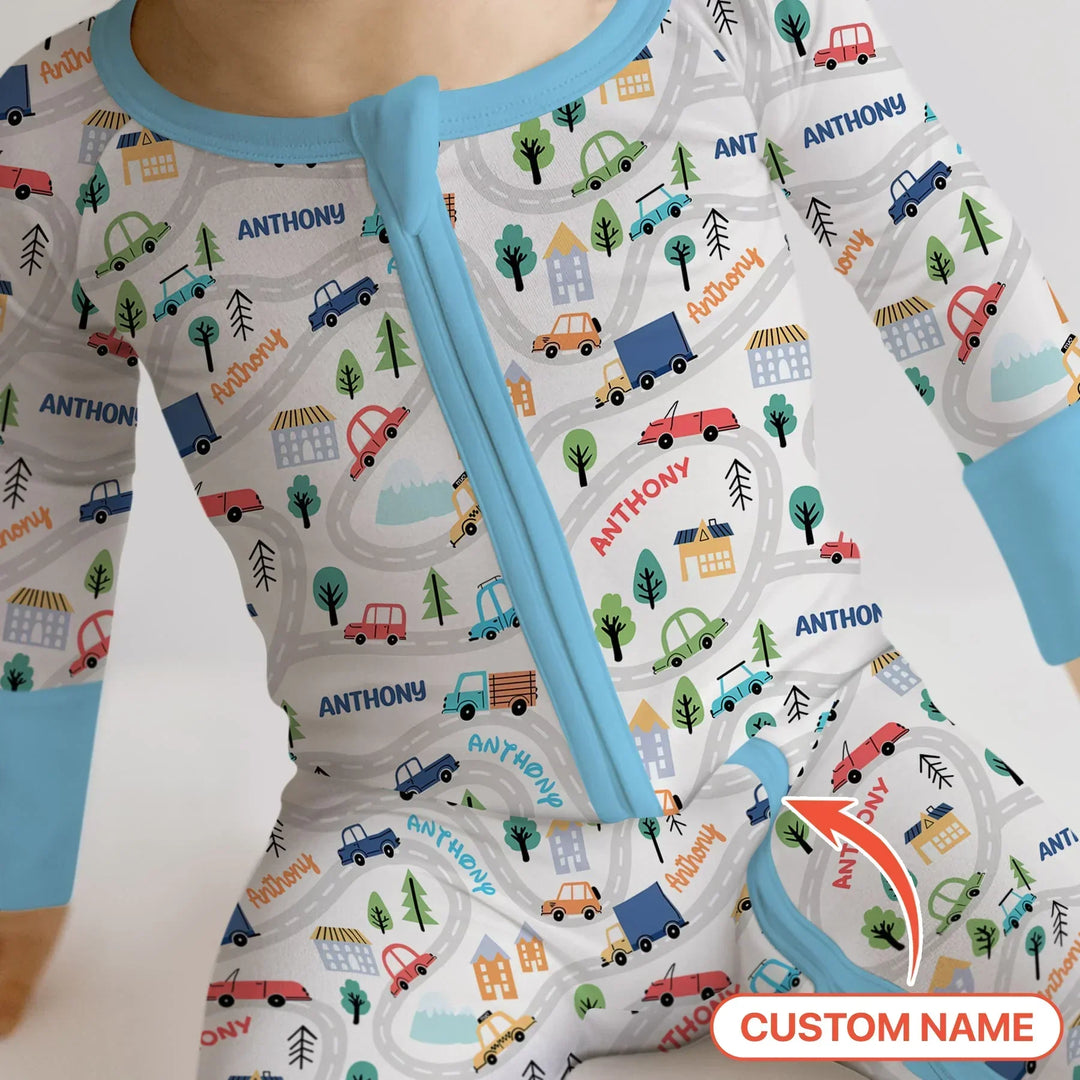 Custom Name Road Map Bamboo Convertible Zippy