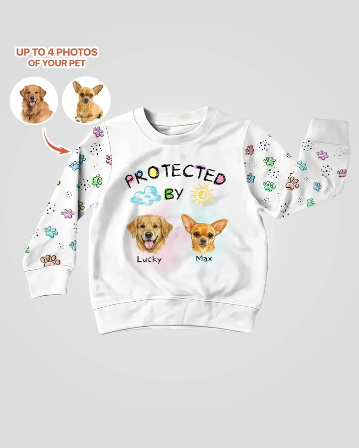 Custom Photo Crayon "Protected By" Bamboo Crewneck Sweatshirt