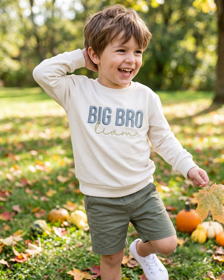 Custom Name Big Brother Club Embroidered Bamboo Crewneck Sweatshirt