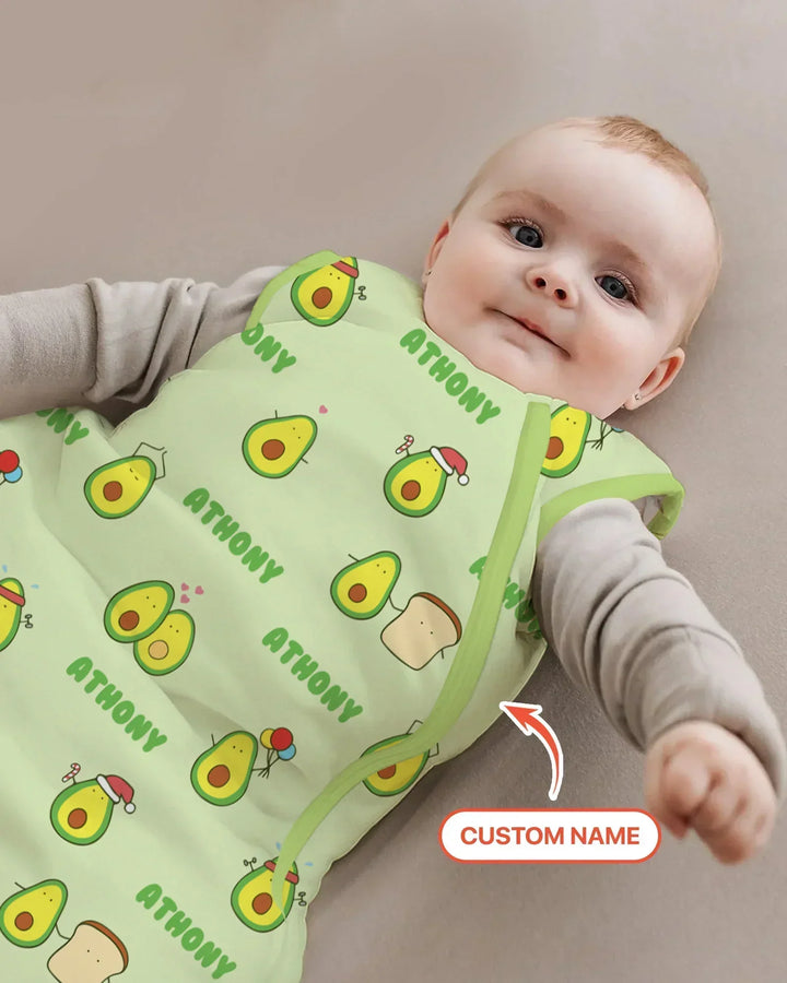 Custom Name Cute Avocado Bamboo Sleep Bag