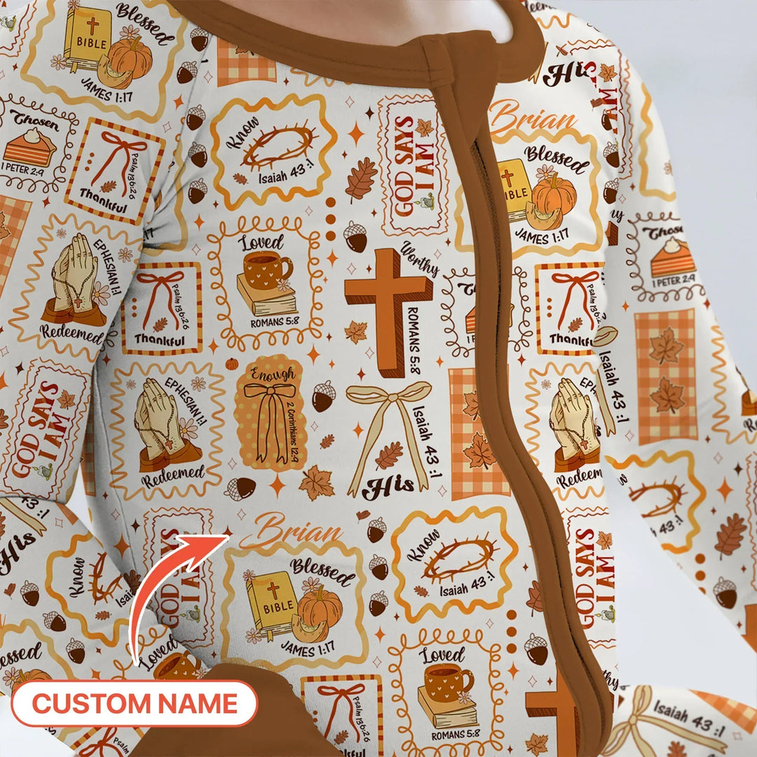 Custom Name I Am Thankful For Jesus Convertible Zippy , Custom Name I Am Thankful For Jesus Convertible Zippy - 0-3M