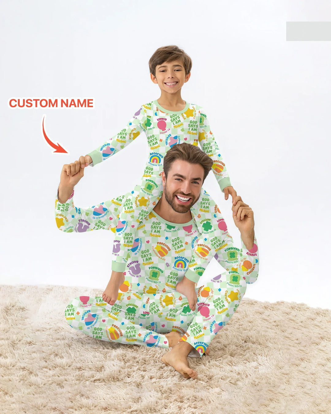 God Says I Am St. Patrick’s Day Custom Name Family Matching Bamboo Two Piece Long Sleeve Pajama Set