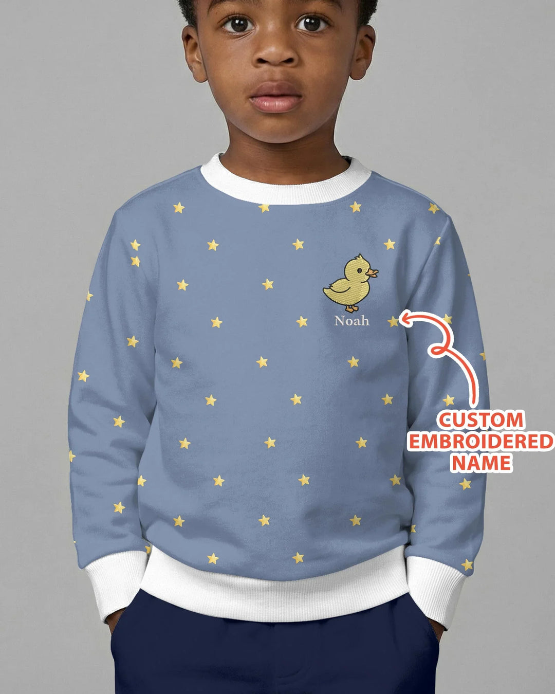 Embroidered Custom Name Animal Bamboo Crewneck Sweatshirt