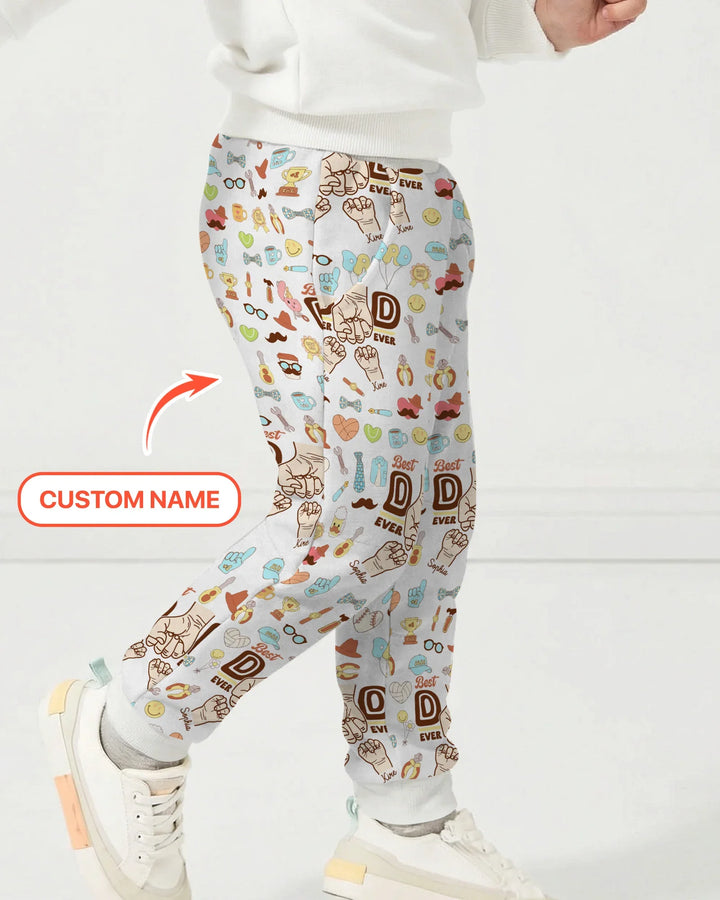 Custom Kids Name Best Dad Ever Bamboo Jogger