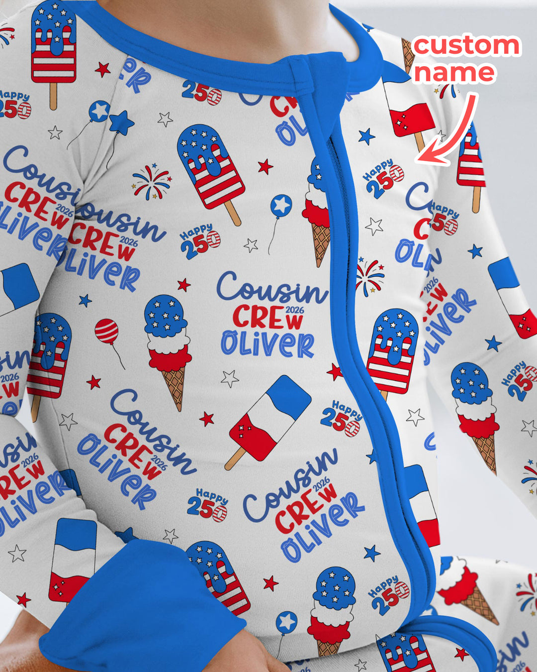 Custom Name 4th of July Cousin Crew Bamboo Convertible Zippy