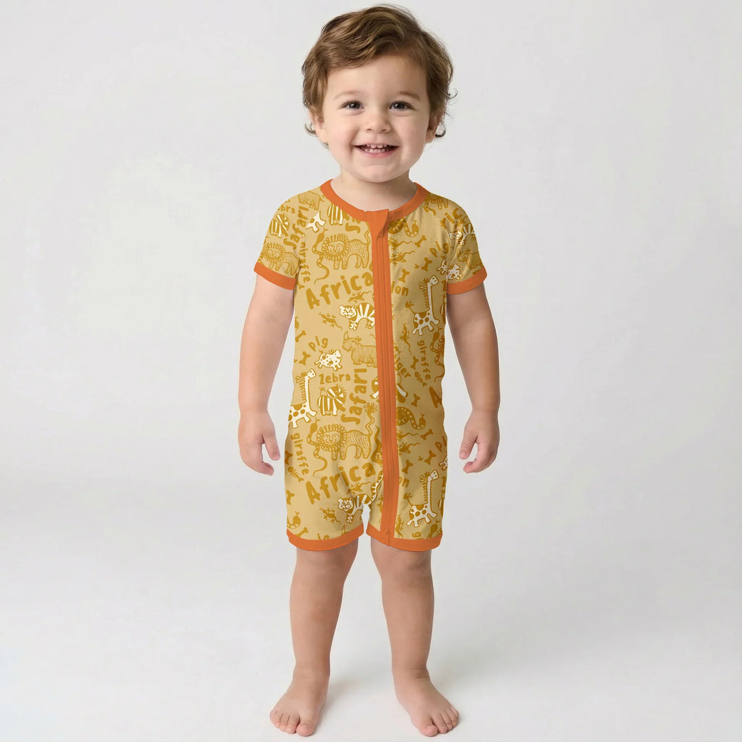 Handdrawn African Animals Bamboo Shorty Zippy
