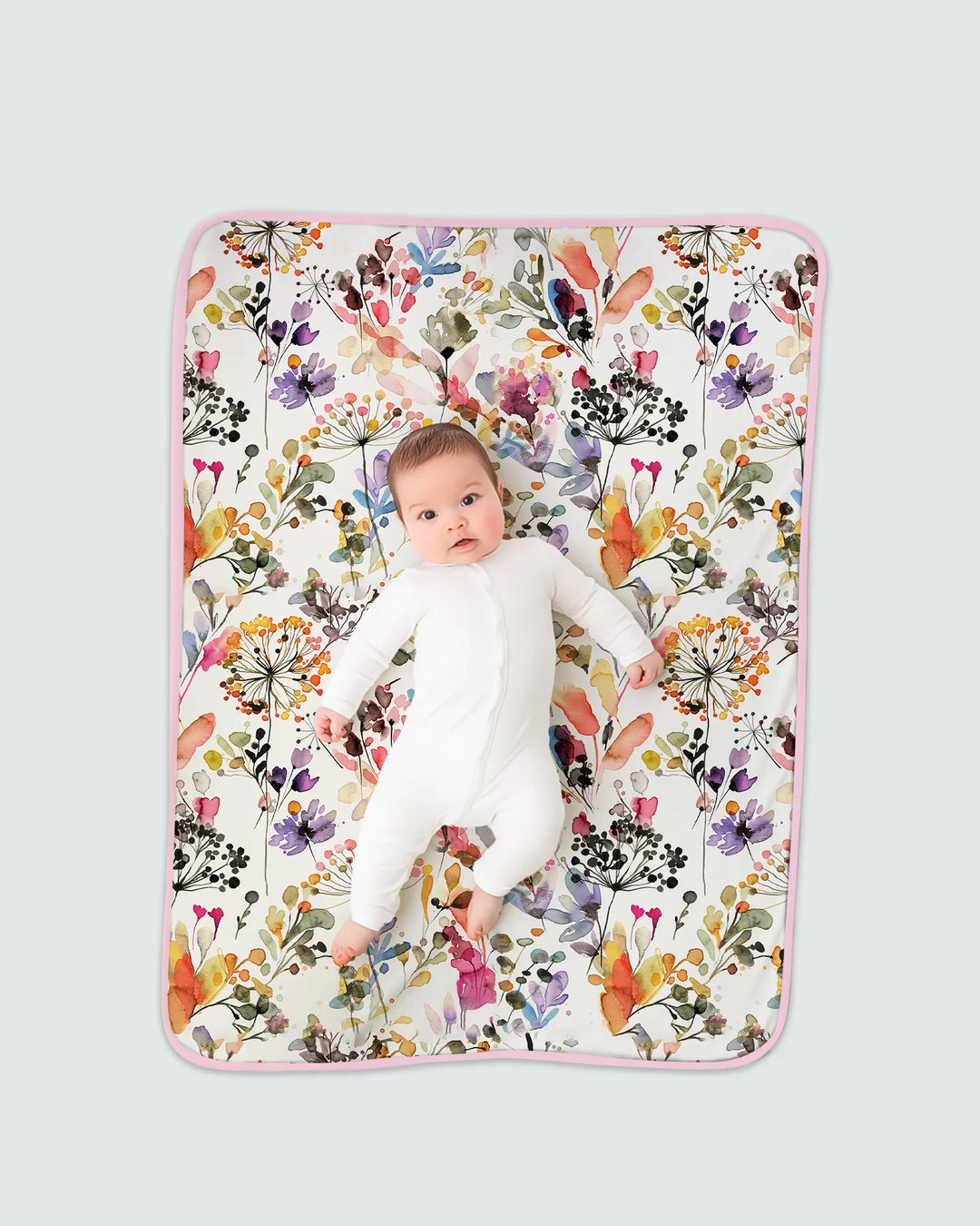 Wildflower Watercolor Garden Bamboo Blanket