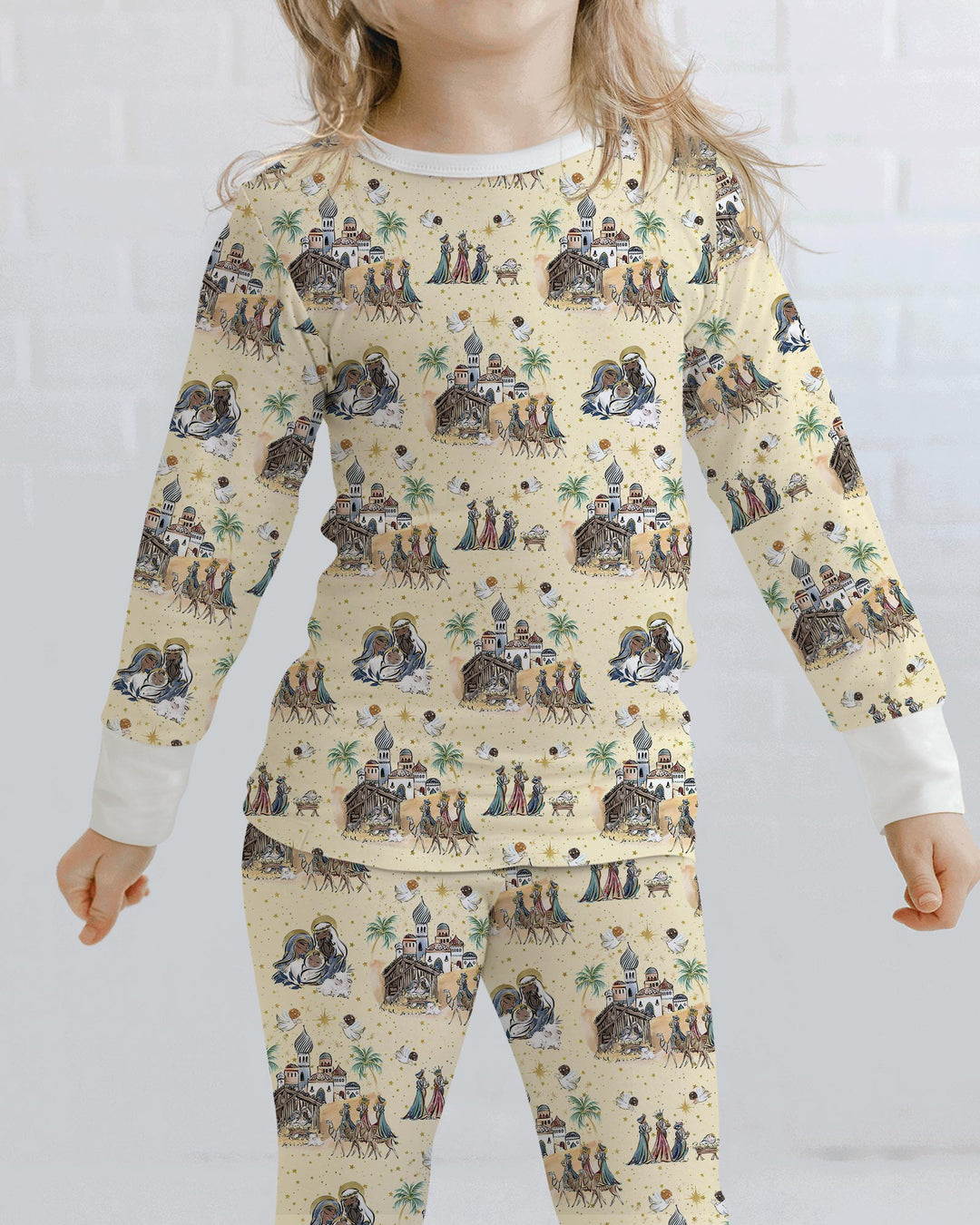 Nativity Christmas Family Matching Family Bamboo Two Piece Long Sleeve Pajama Set