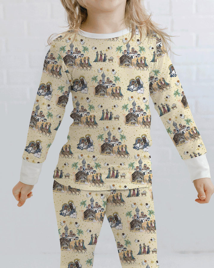 Nativity Christmas Family Matching Family Bamboo Two Piece Long Sleeve Pajama Set