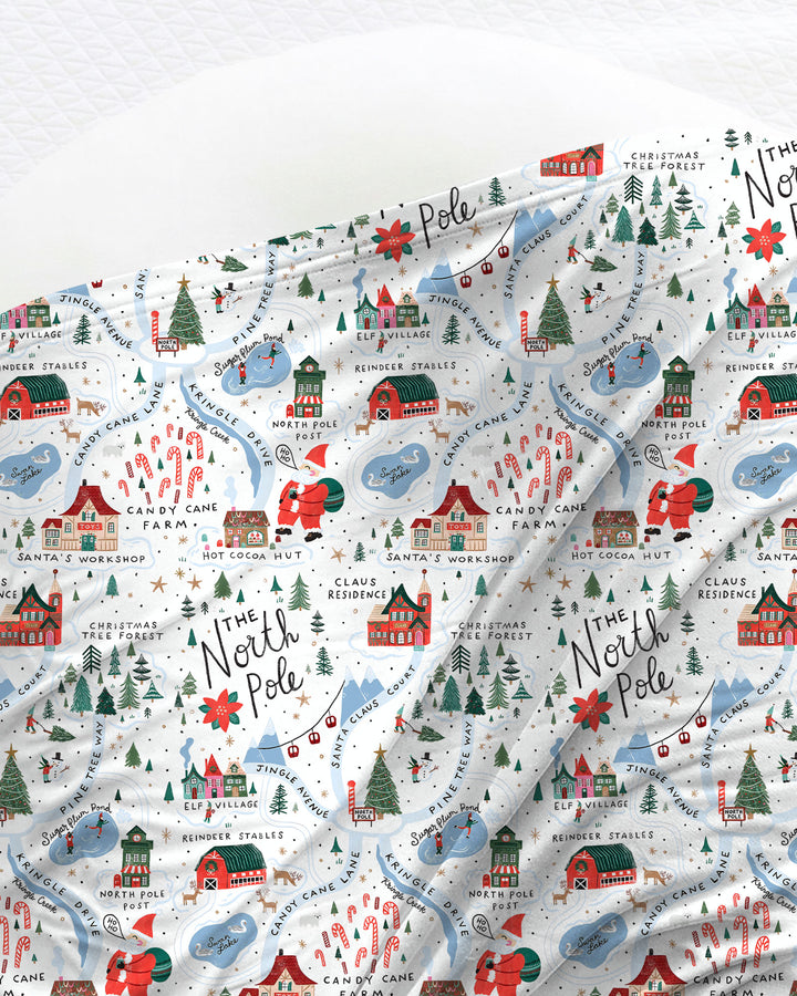 The North Pole Map swaddle blanket