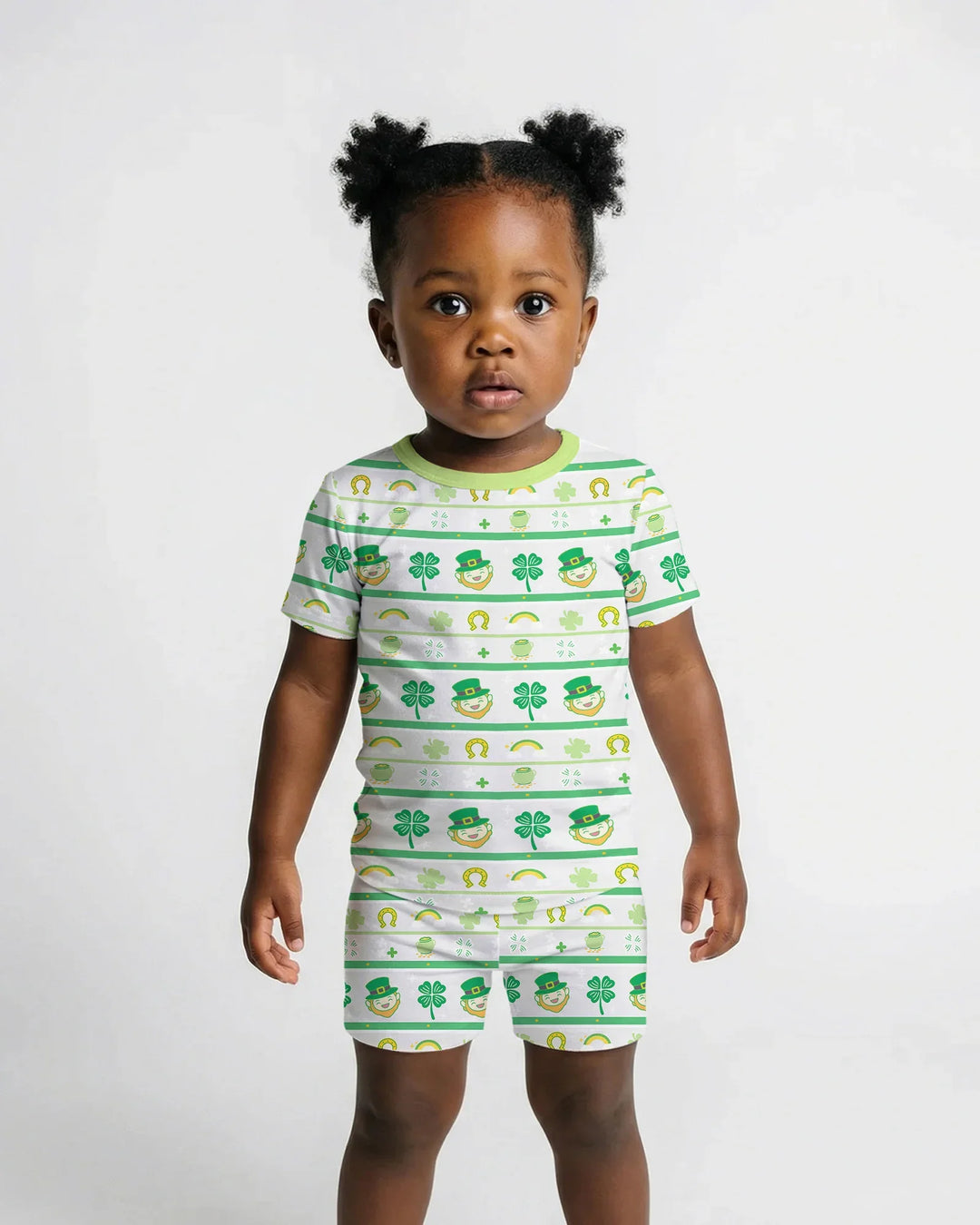 Happy Saint Patrick's Day Bamboo Two Piece Short Sleeve Shorts Pajama Set