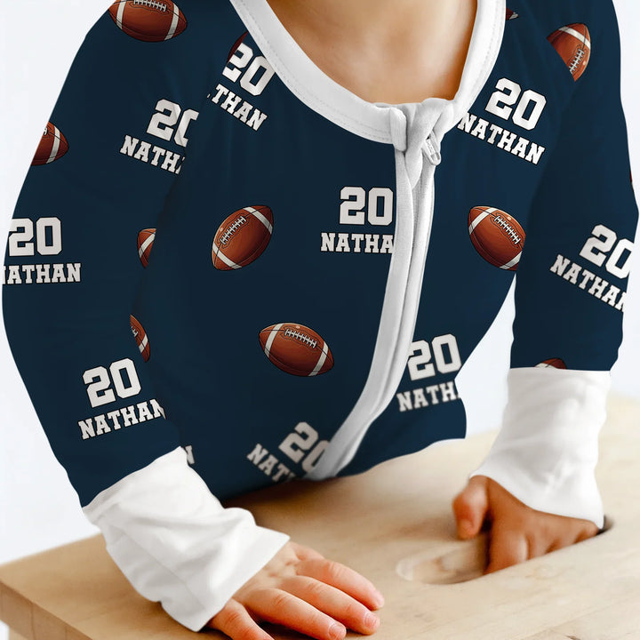 Football Pattern Personalized Bamboo Convertible Zippy