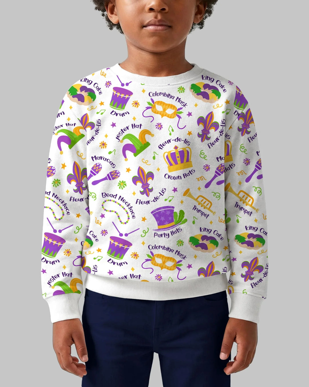 Mardi Gras Family Matching Bamboo Crewneck Sweatshirt