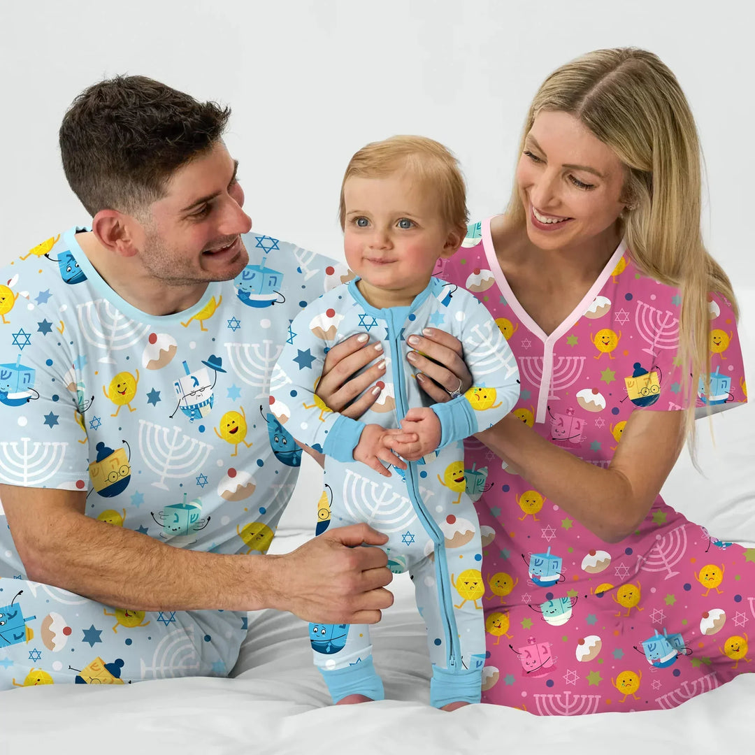 Hanukkah Little Dreidel Family Bamboo Men's Pajama Set