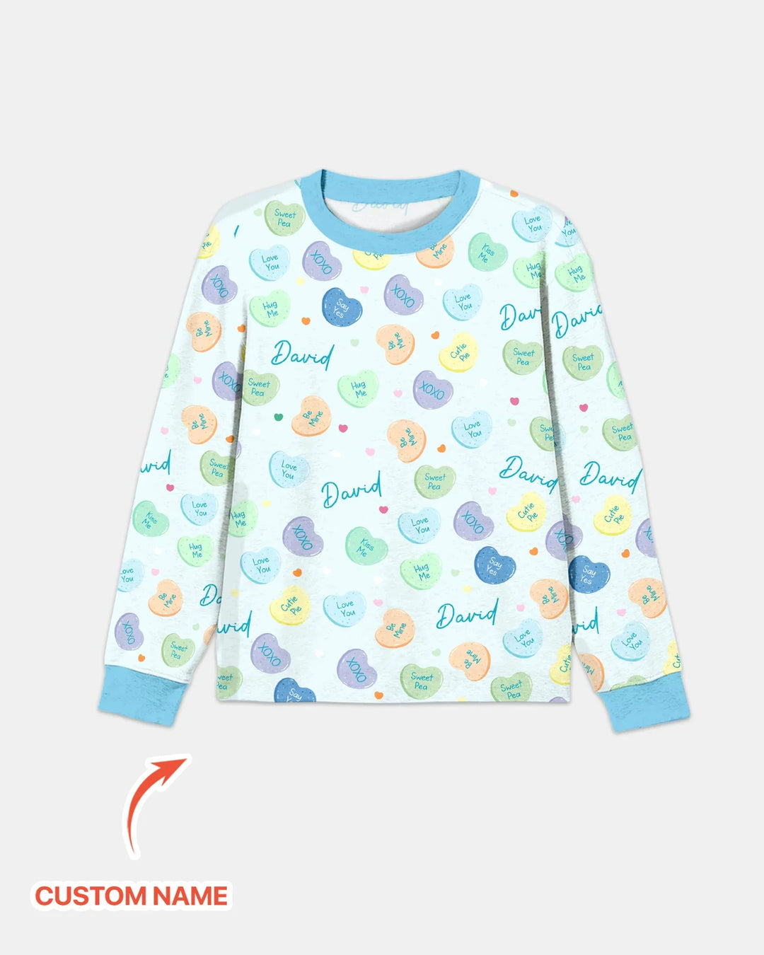 Custom Name Colorful Candy Hearts Family Matching Bamboo Men's Pajama Set