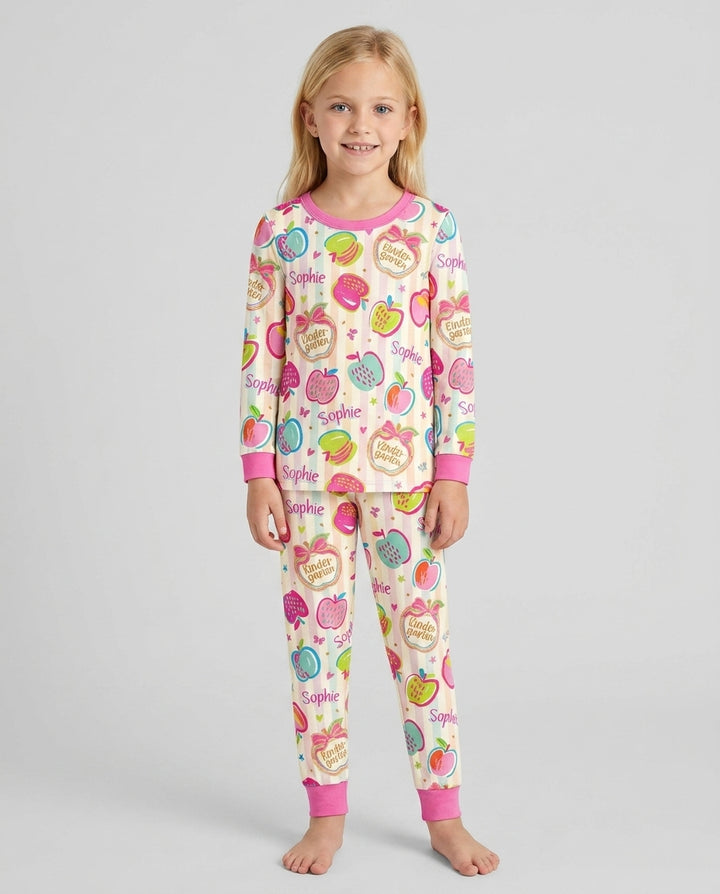 Custom Grade Preppy Apple Bamboo Two Piece Long Sleeve Pajama Set