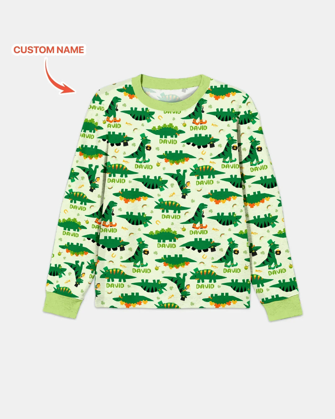 St. Patrick's Day Dinosaurs Custom Bamboo Men's Pajama Set