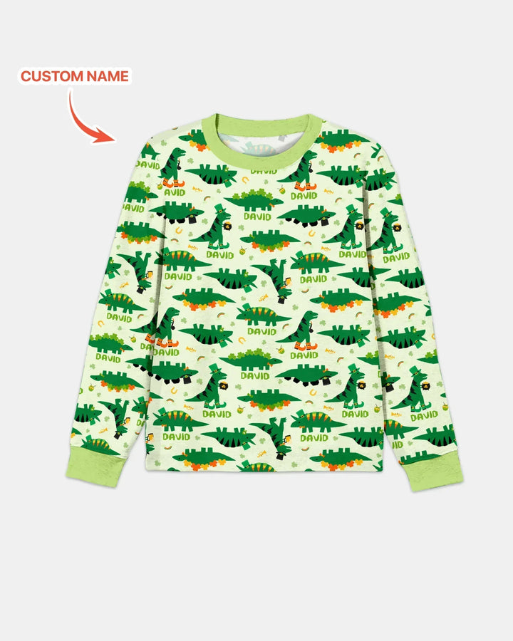 St. Patrick's Day Dinosaurs Custom Bamboo Men's Pajama Set