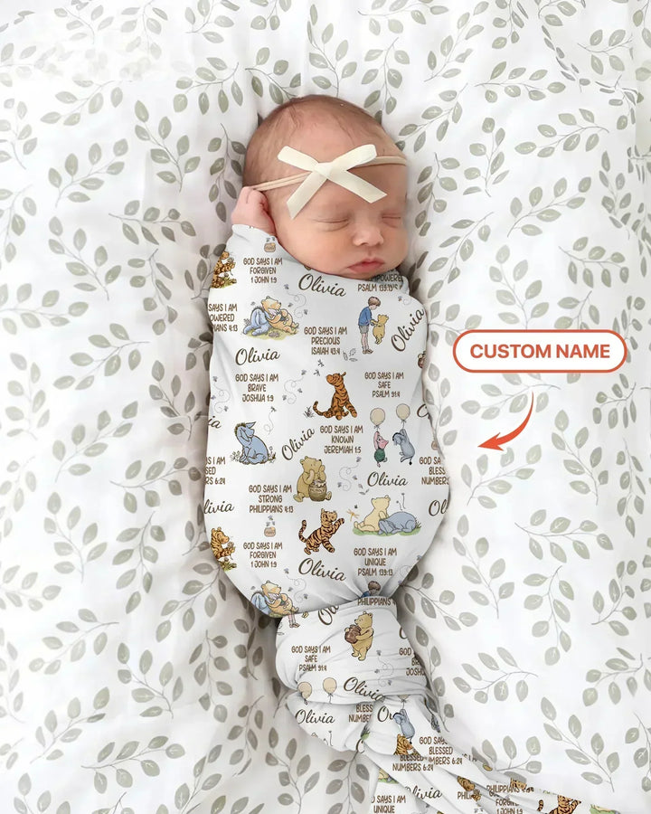 Custom Name God Says I Am Classic Bear swaddle blanket