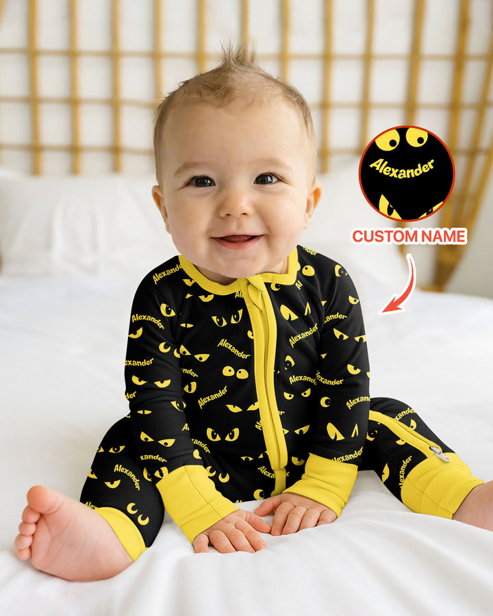 Custom Name Halloween Spooky Cat Eyes -  Personalized Convertible Zippy