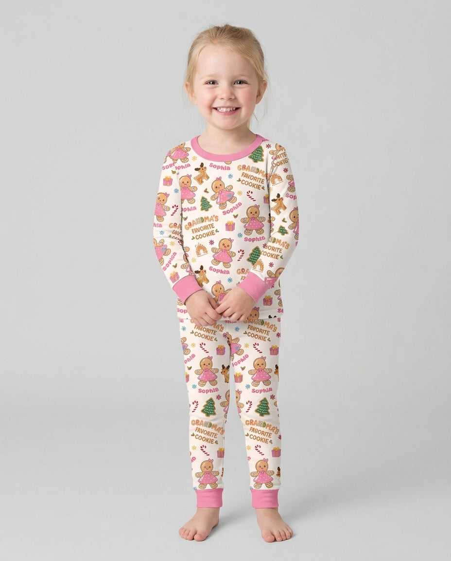 Personalized Grandma's Favorite Cookie Bamboo Two Piece Long Sleeve Pajama Set