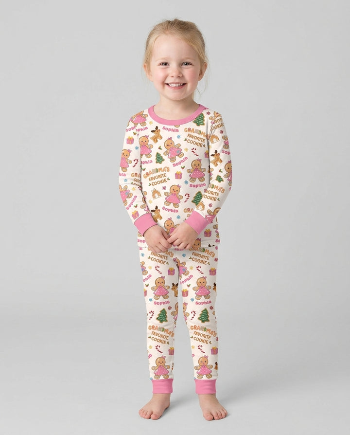 Personalized Grandma's Favorite Cookie Bamboo Two Piece Long Sleeve Pajama Set