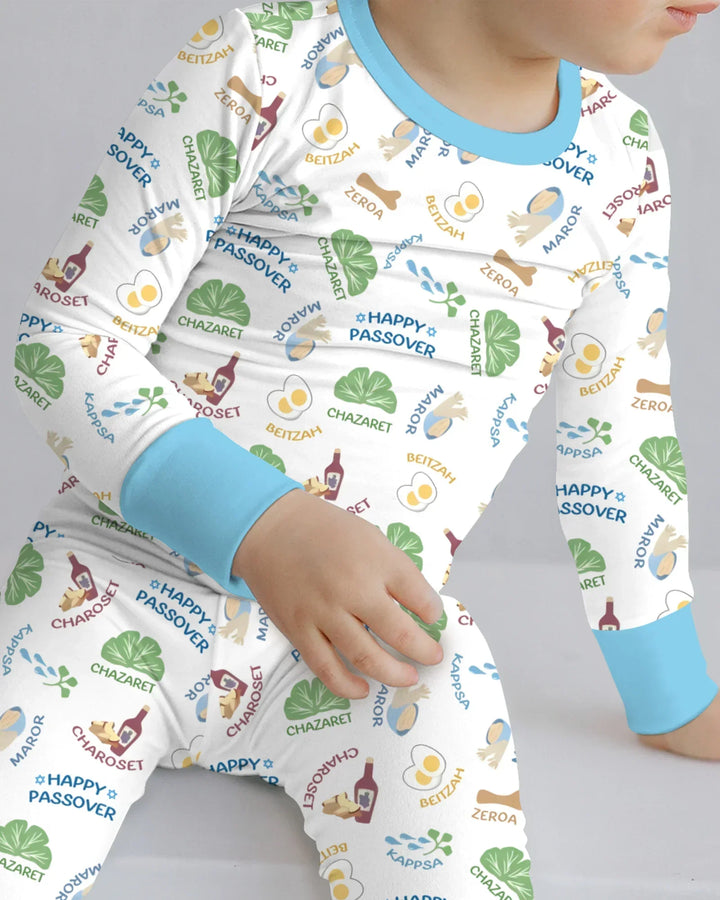 Happy Passover Matching Family Bamboo Two Piece Long Sleeve Pajama Set