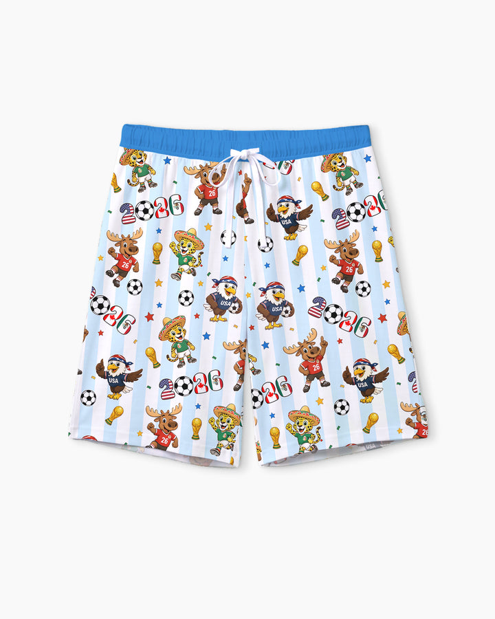 Striped Cute Mascots Soccer Cup 2026 Bamboo Women Short Sleeve Short Pajama Set