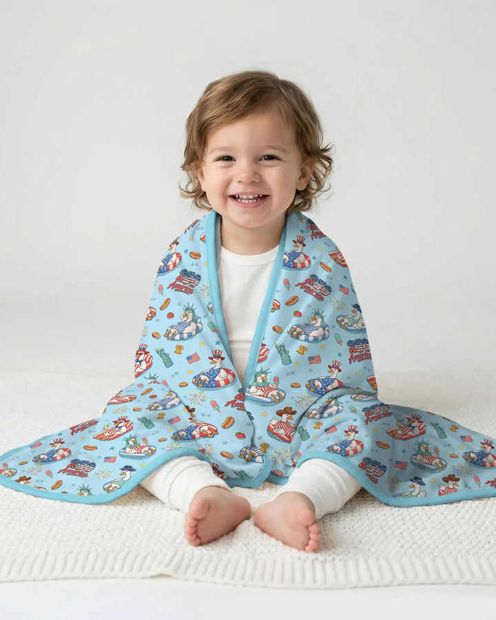 250 America Patriotic Goose Family Matching Bamboo Blanket