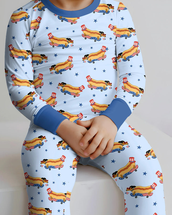 American Hot Dog Bamboo Two Piece Long Sleeve Pajama Set