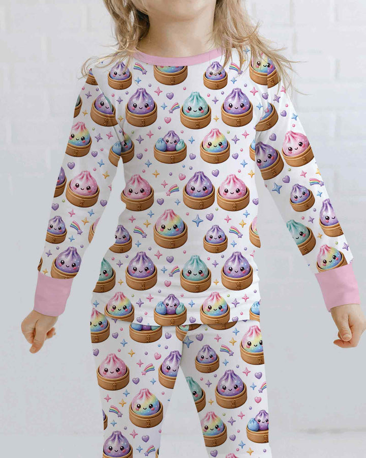 Cute Glitter Dumpling Two Piece Long Sleeve Pajama Set