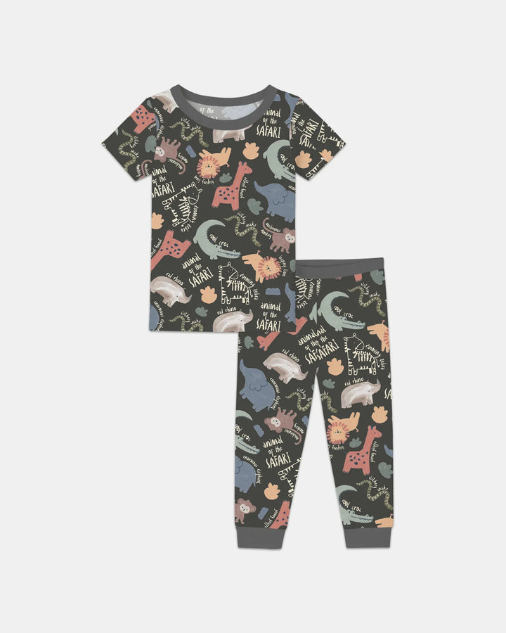 Funny African Animals Bamboo Two Piece Short Sleeve Pajama Set