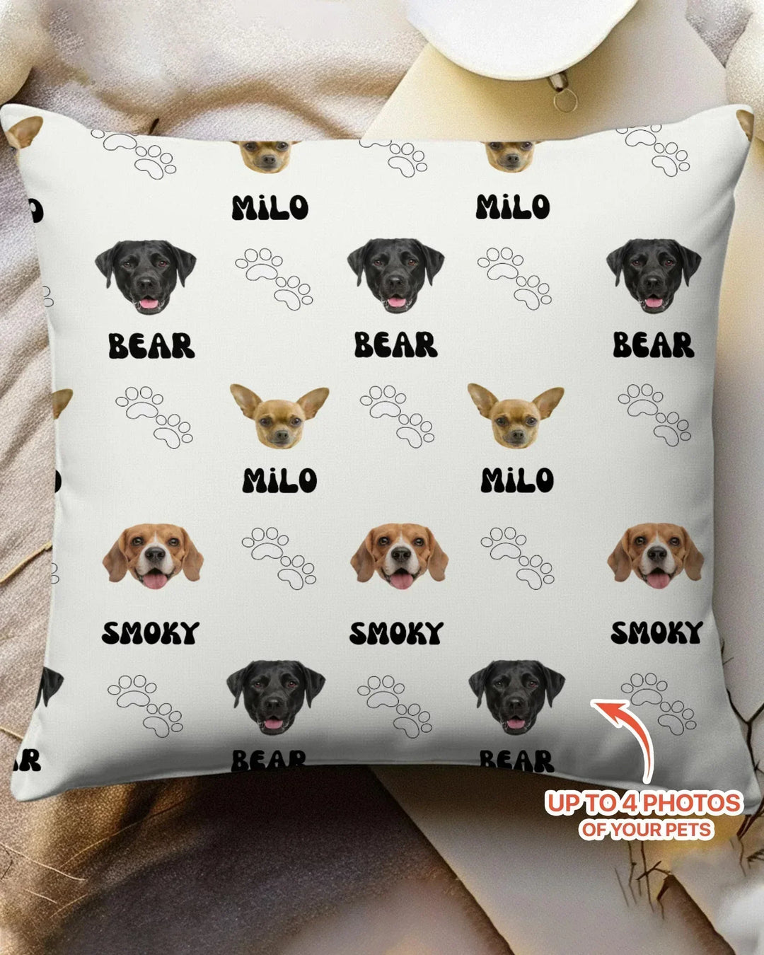 Custom Name and Pet Photos Bamboo Pillow Case