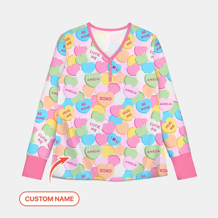 Valentine Candy Crush Family Matching Bamboo Women Pajama Set