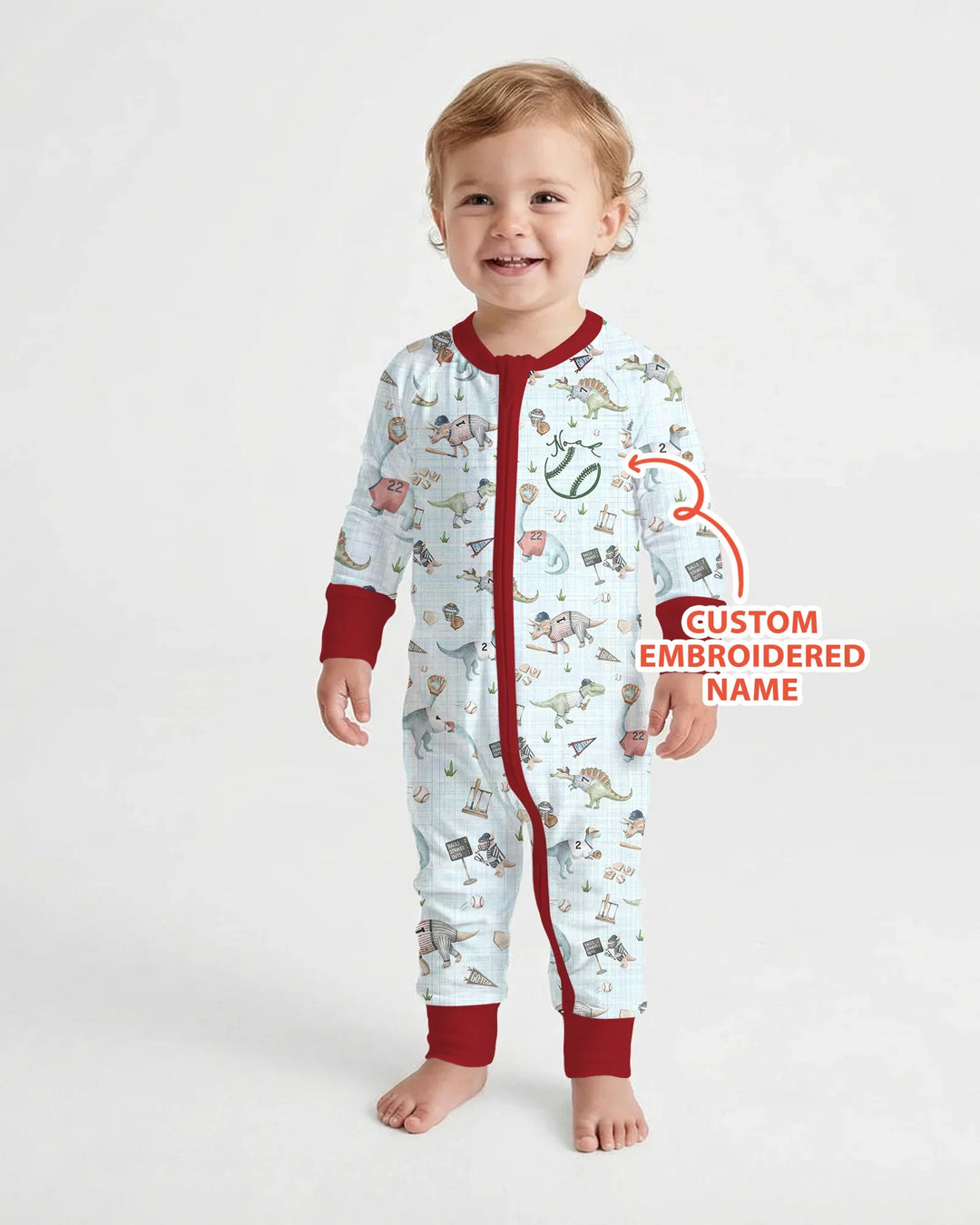 Custom Embroidered Dinosaurs Baseball  Bamboo Convertible Zippy