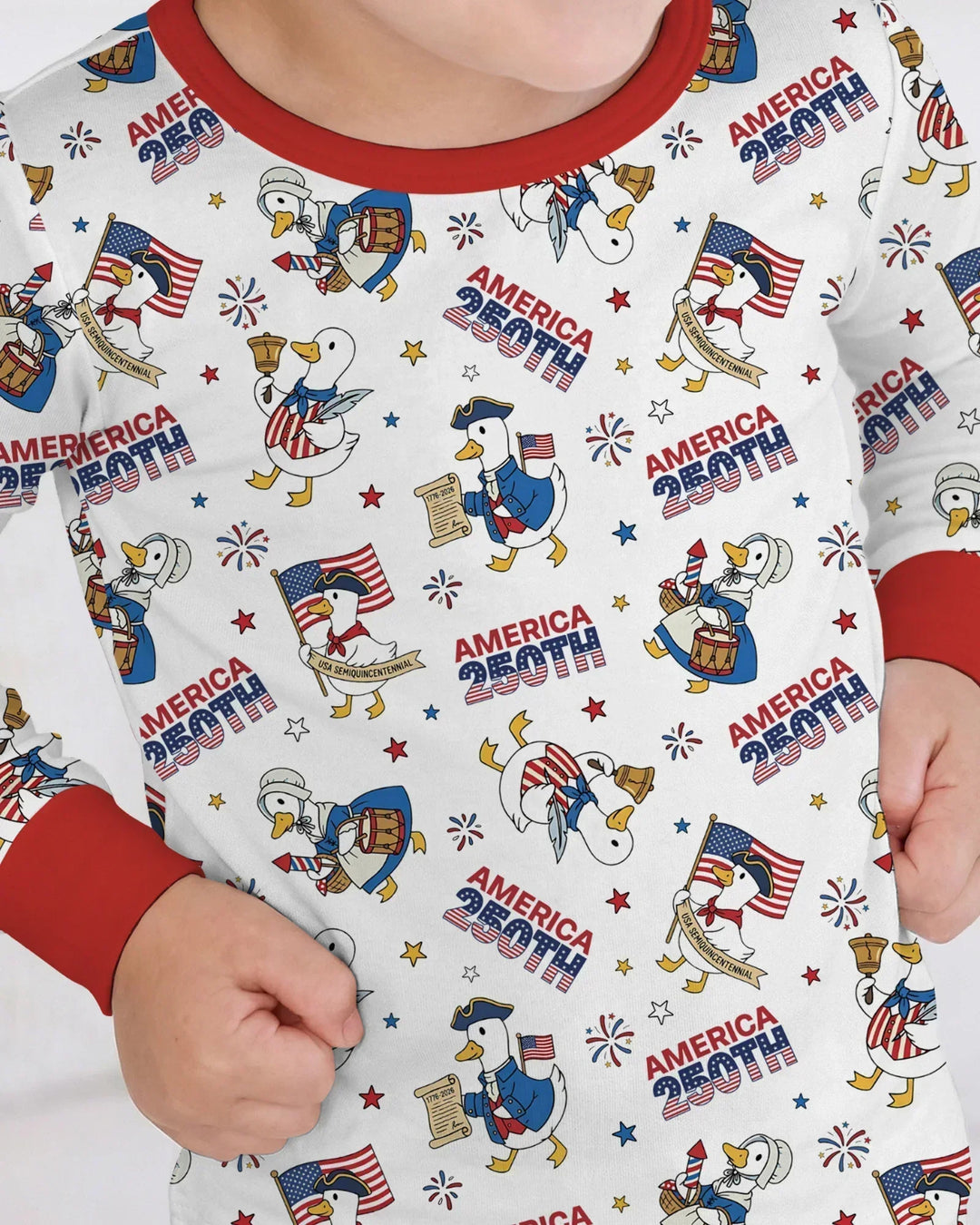 Patriotic Goose Celebrating 250 Years Bamboo Two Piece Long Sleeve Pajama Set