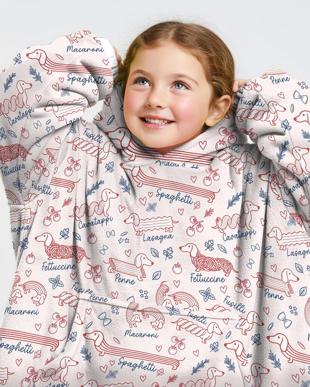 Funny Dachshund Pasta Pups Blanket Hoodie