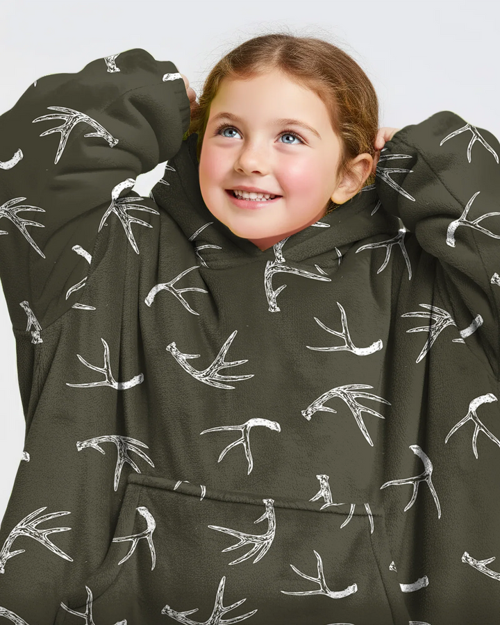 Antlers Minimalism Wearable Bamboo Blanket Hoodie