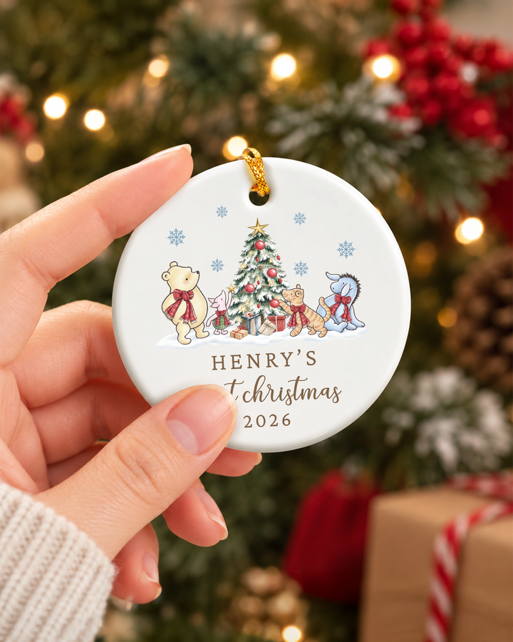 1st Christmas Classic Bear- Personalized Ceramic Ornament