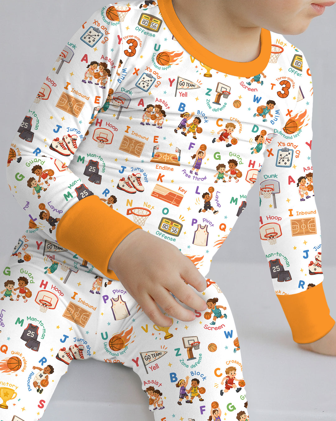 Basketball Alphabet Bamboo Two Piece Long Sleeve Pajama Set