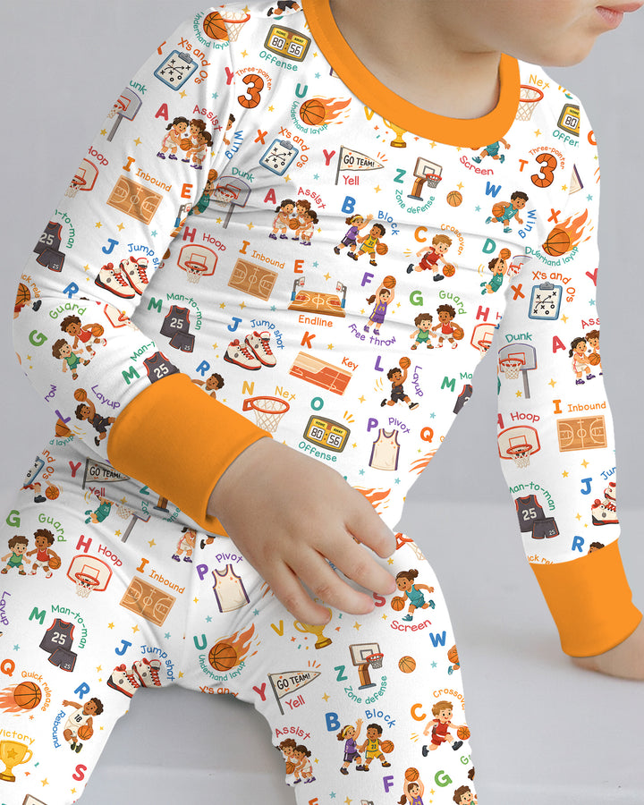 Basketball Alphabet Bamboo Two Piece Long Sleeve Pajama Set