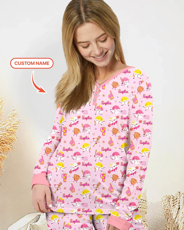 Baseball Mama and Mini Matching Bamboo Women Pajama Set
