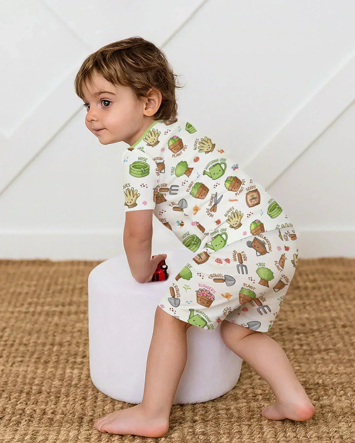 Kawaii Garden Crew Bamboo Two Piece Short Sleeve Shorts Pajama Set