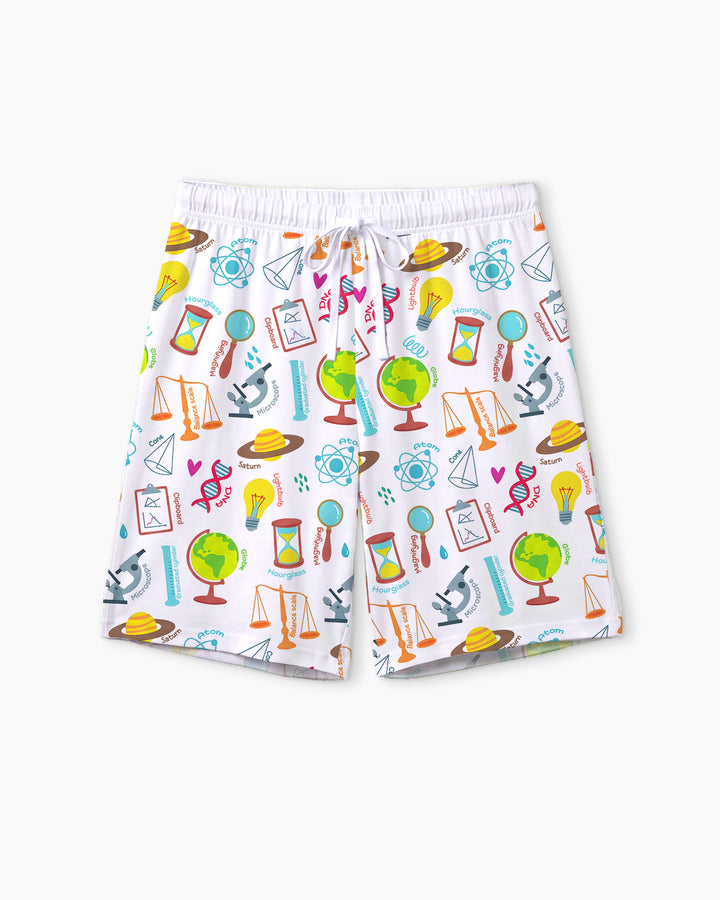 Tiny Scientist Explores The World  Bamboo Men Short Sleeve Short Pajama Set