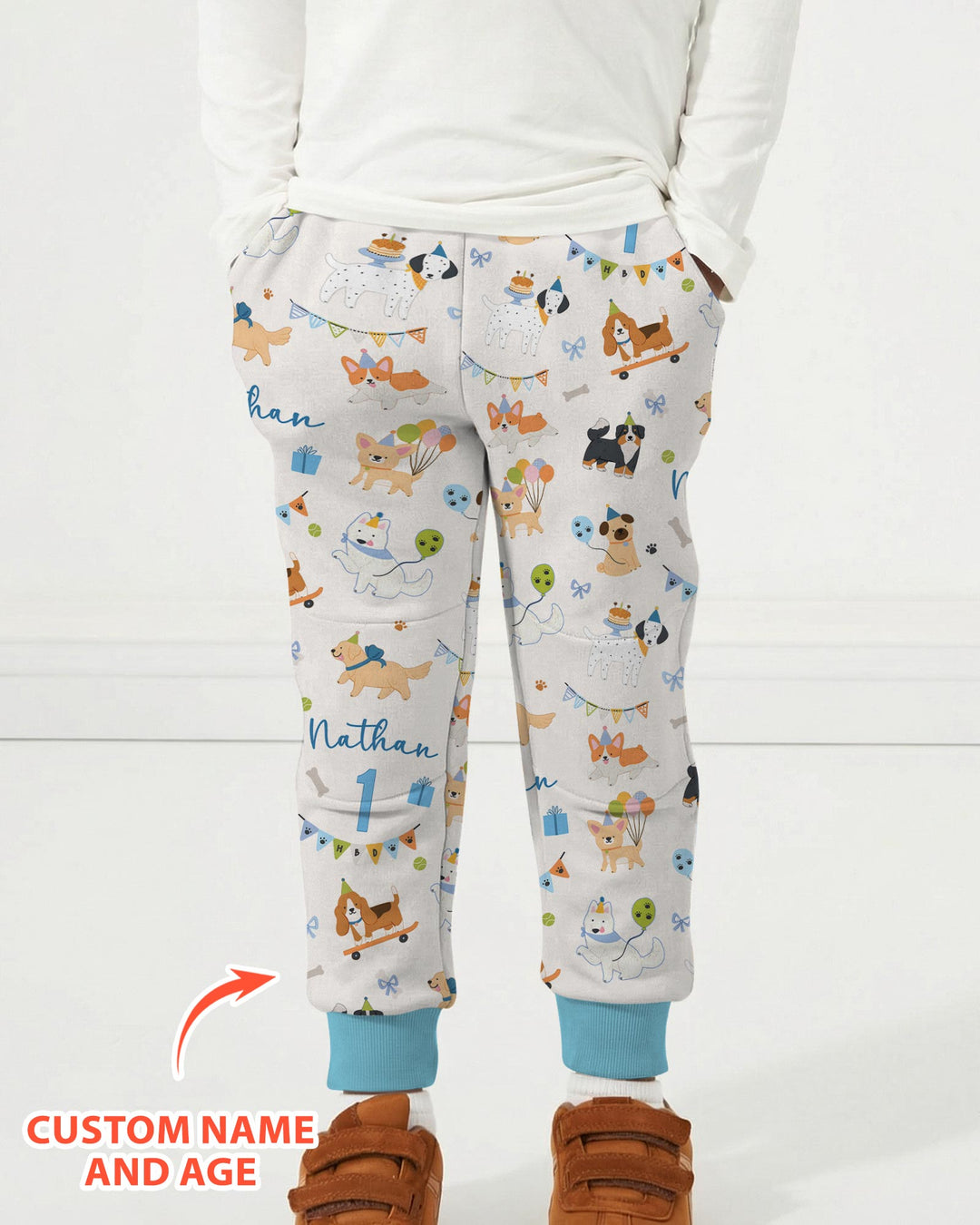 Custom Name Birthday Dogs Party Bamboo Jogger