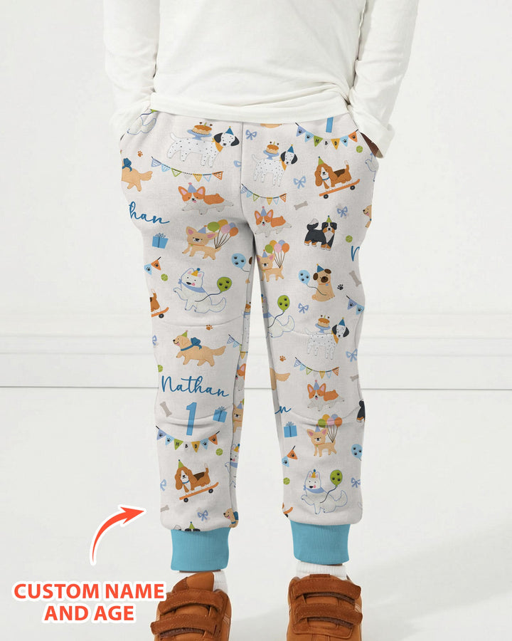 Custom Name Birthday Dogs Party Bamboo Jogger