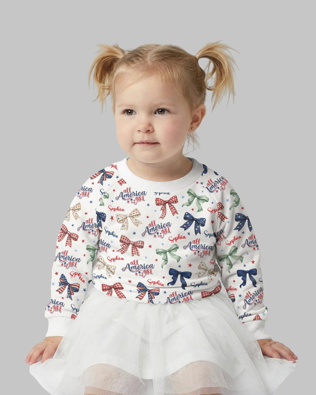 Custom Name All American Girl Bamboo Crewneck Sweatshirt